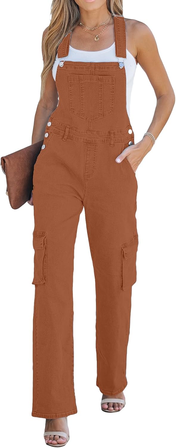 Luvamia Cargo Jean Overalls for Women - Trendy Wide Leg Style