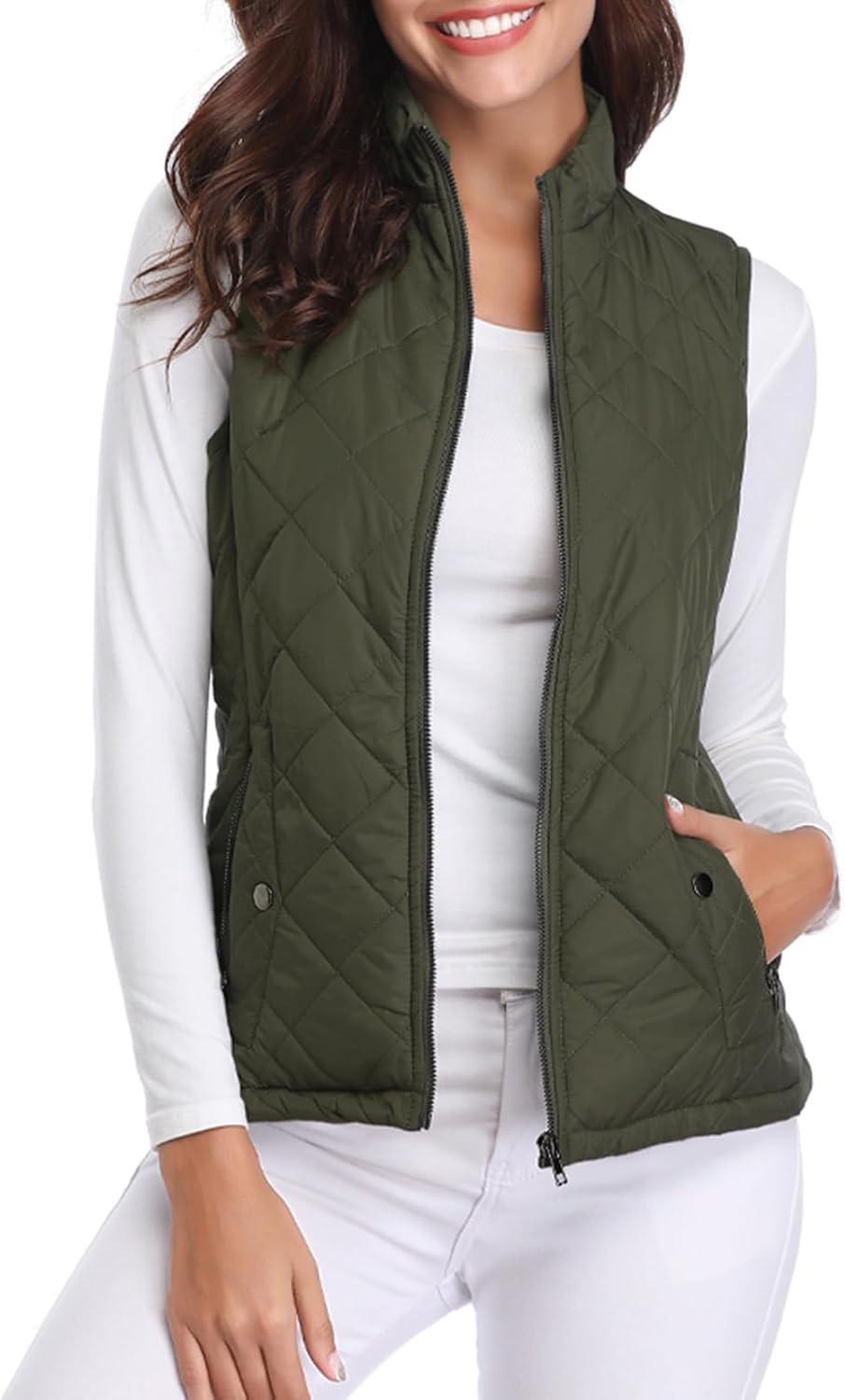 Fuinloth Women's Quilted Vest: Stylish Lightweight Zip Gilet