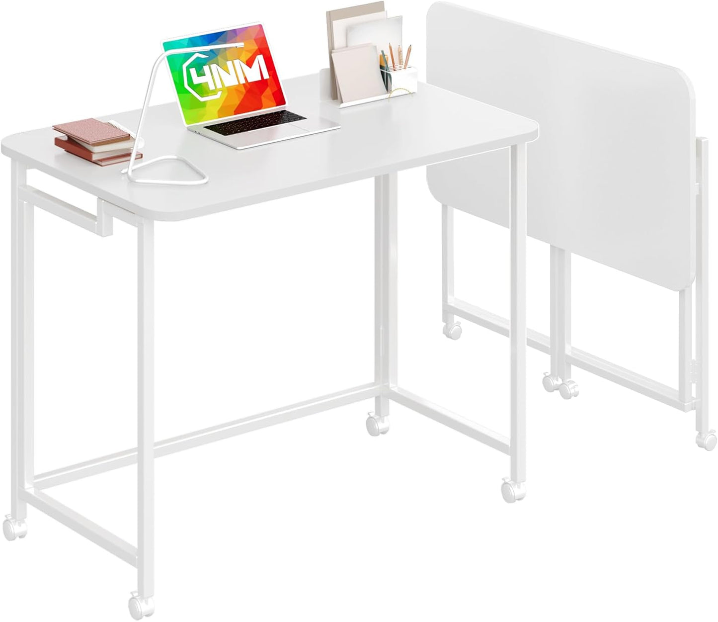 4NM 31.5 in Mobile Small Rolling Computer Desk for Small Spaces