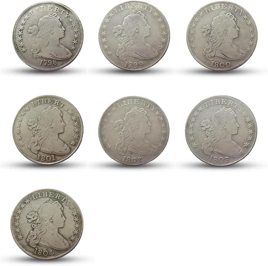 Draped Bust Dollar Set - 7 Pcs Antique Silver Coins Collection