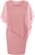 Mesh Cape Overlay Bodycon Knee-Length Dress for Women - Wedding Guest