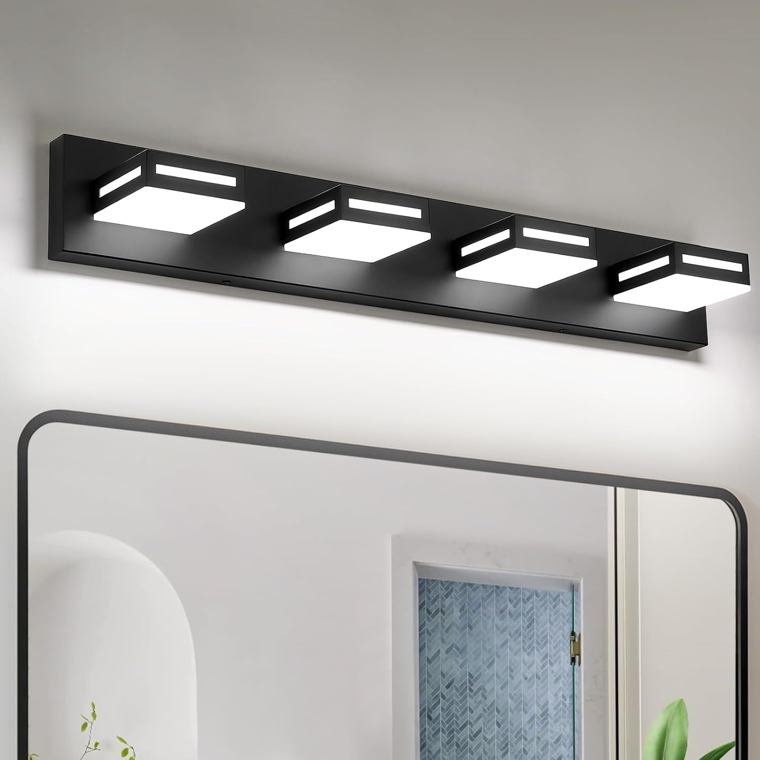 30-Inch 4-Light LED Modern Black Bathroom Vanity Light Fixtures