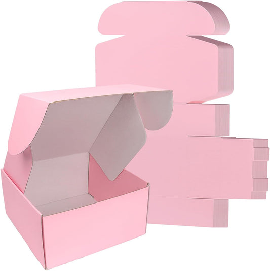 8x8x4 Inch Pink Shipping Boxes for Small Business Supplies
