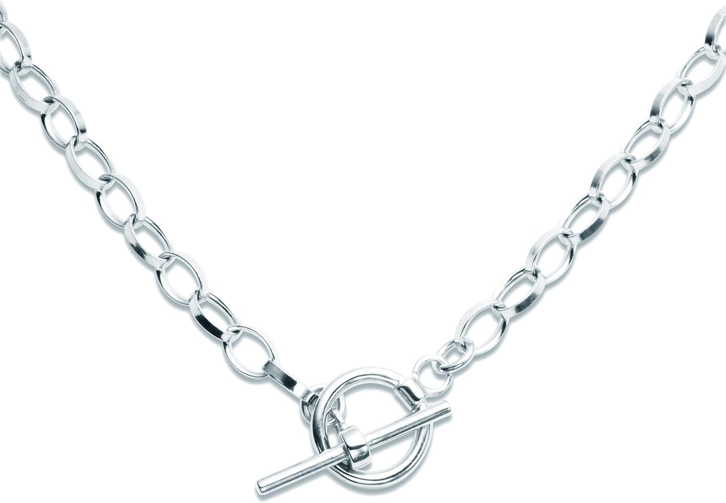 Elegant Sterling Silver Choker Necklace with Toggle Clasp