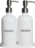 White Glass Hand and Dish Soap Dispenser Set for Modern Kitchens