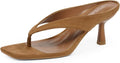 Womens Kitten Heels Flip Flops Slip On Open Toe Low Heels Thong Square