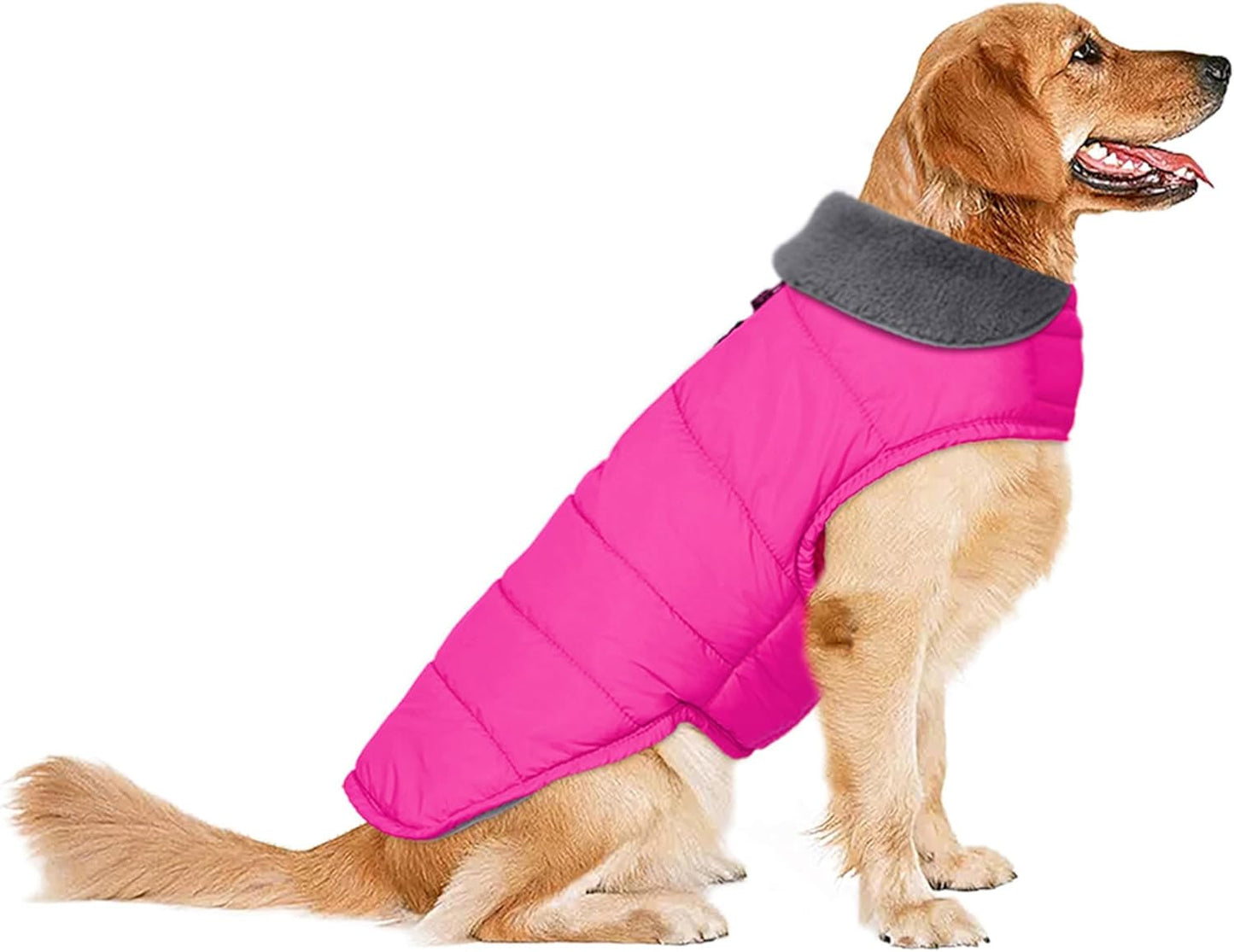 Dog Winter Coat with Leash Hole - Warm Fleece Jacket for Dogs