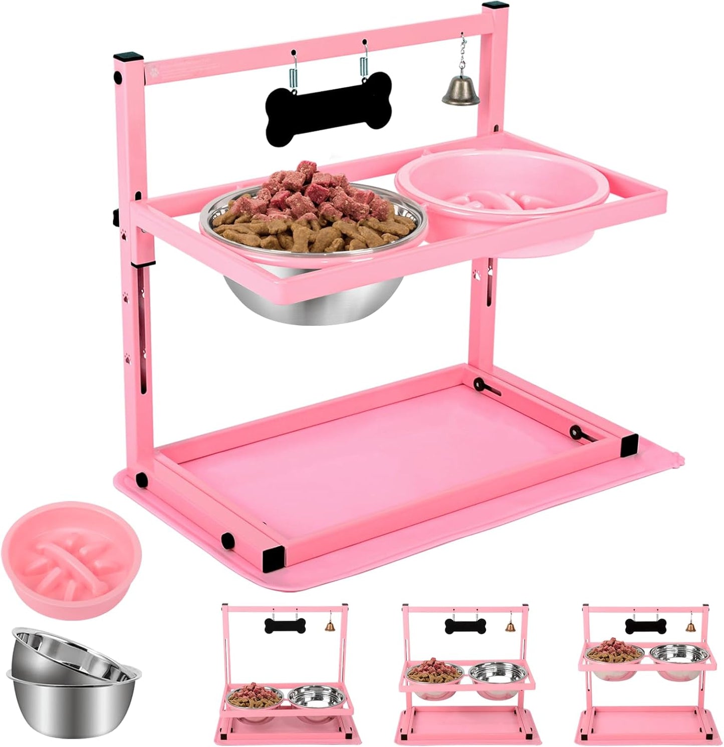 Elevated Dog Bowl Stand with Adjustable Height for All Breeds