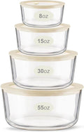 Glass Food Container Set with Silicone Framed Lid, 4 Pack - Plastic