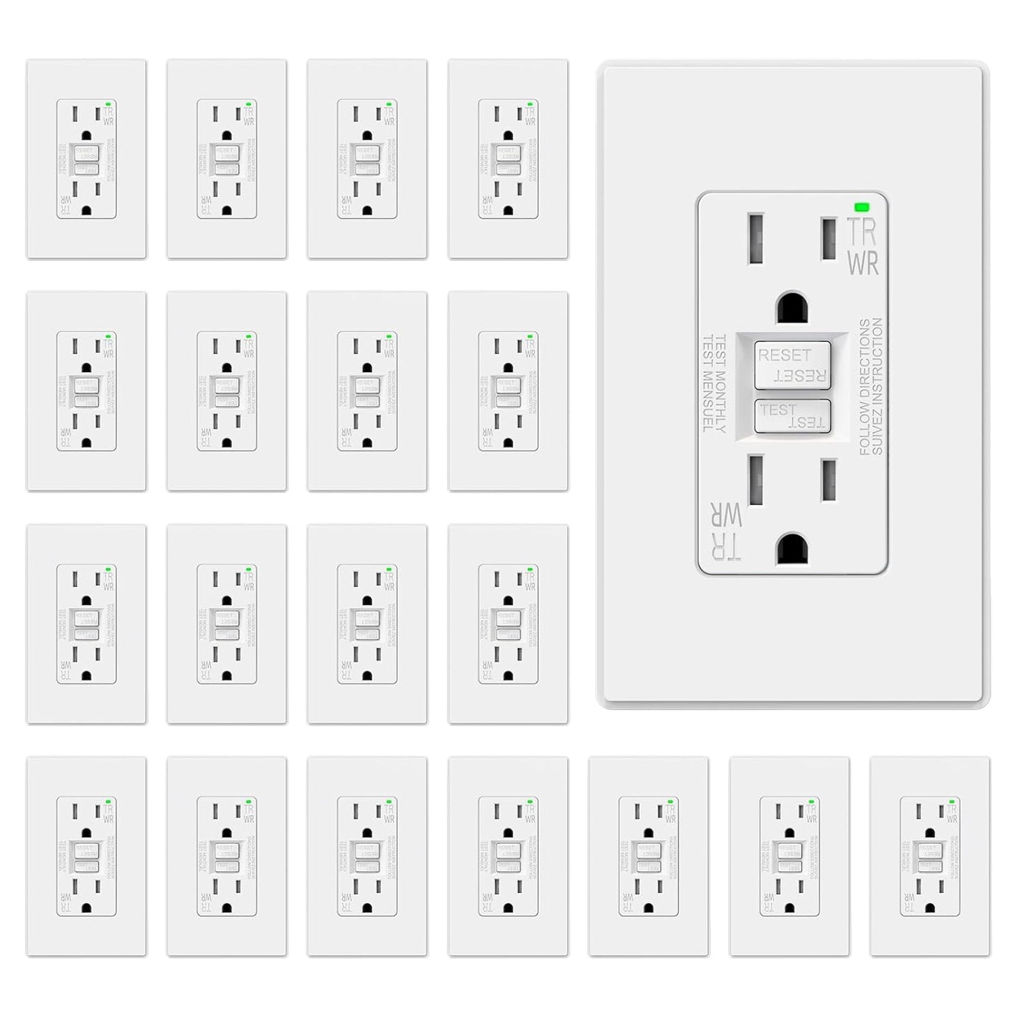 ELEGRP GFCI Outlet Outdoor - 15 Amp Self-Test Design for Safety