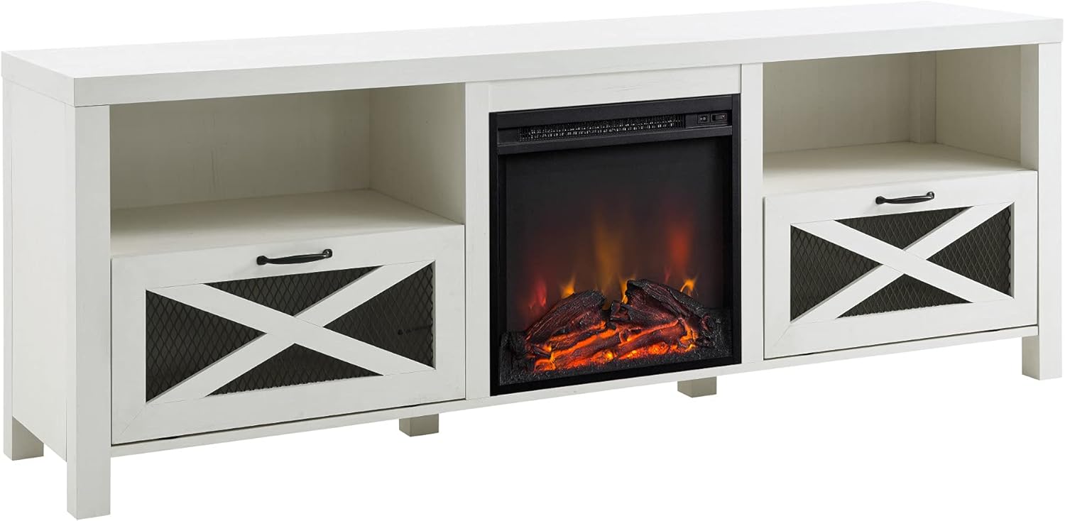 Industrial Farmhouse TV Stand for 80 TVs - Brushed White