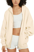 FAIABLE Mens Womens Double Zip Up Hoodie Oversized Acid Wash - Vintage