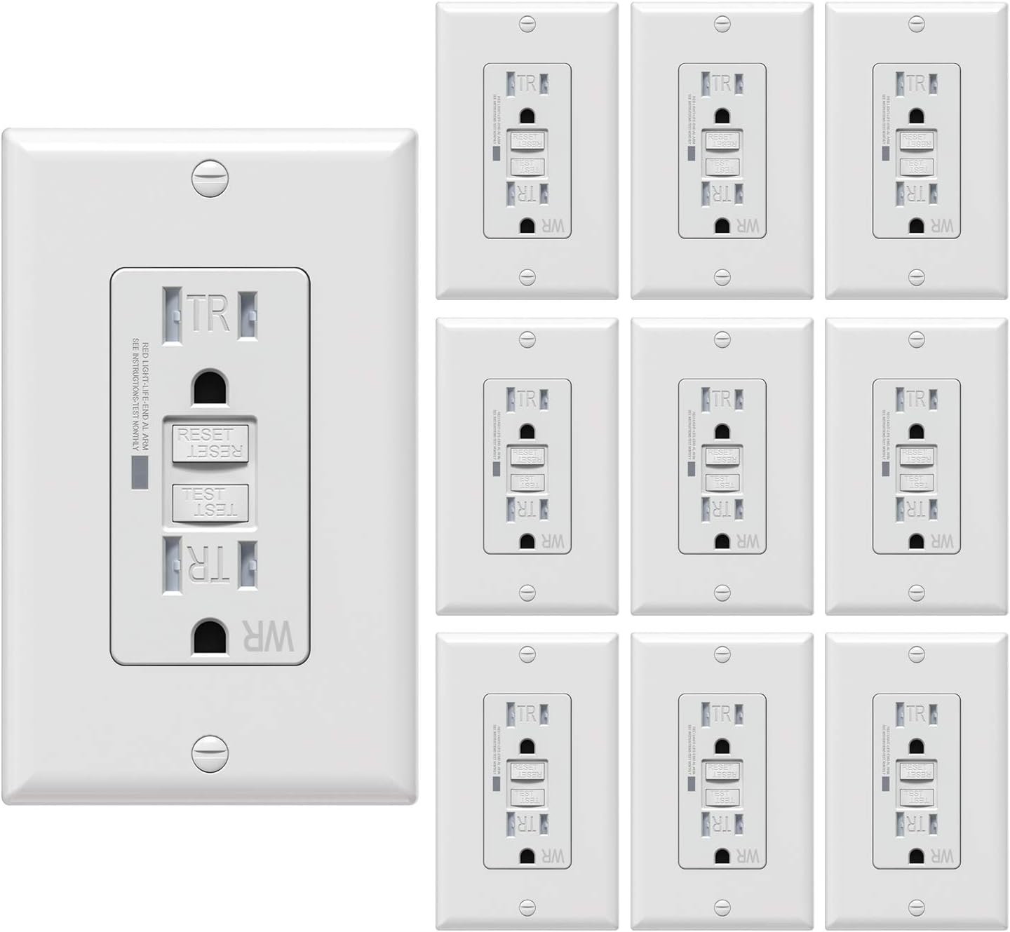 Self-Test GFCI Outlets - 10 Pack, Tamper-Resistant Safety