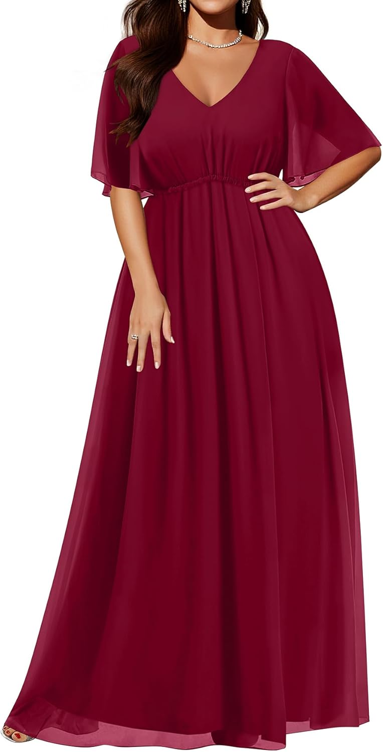 Elegant Plus Size Chiffon Long Maxi Dress for Weddings and Events