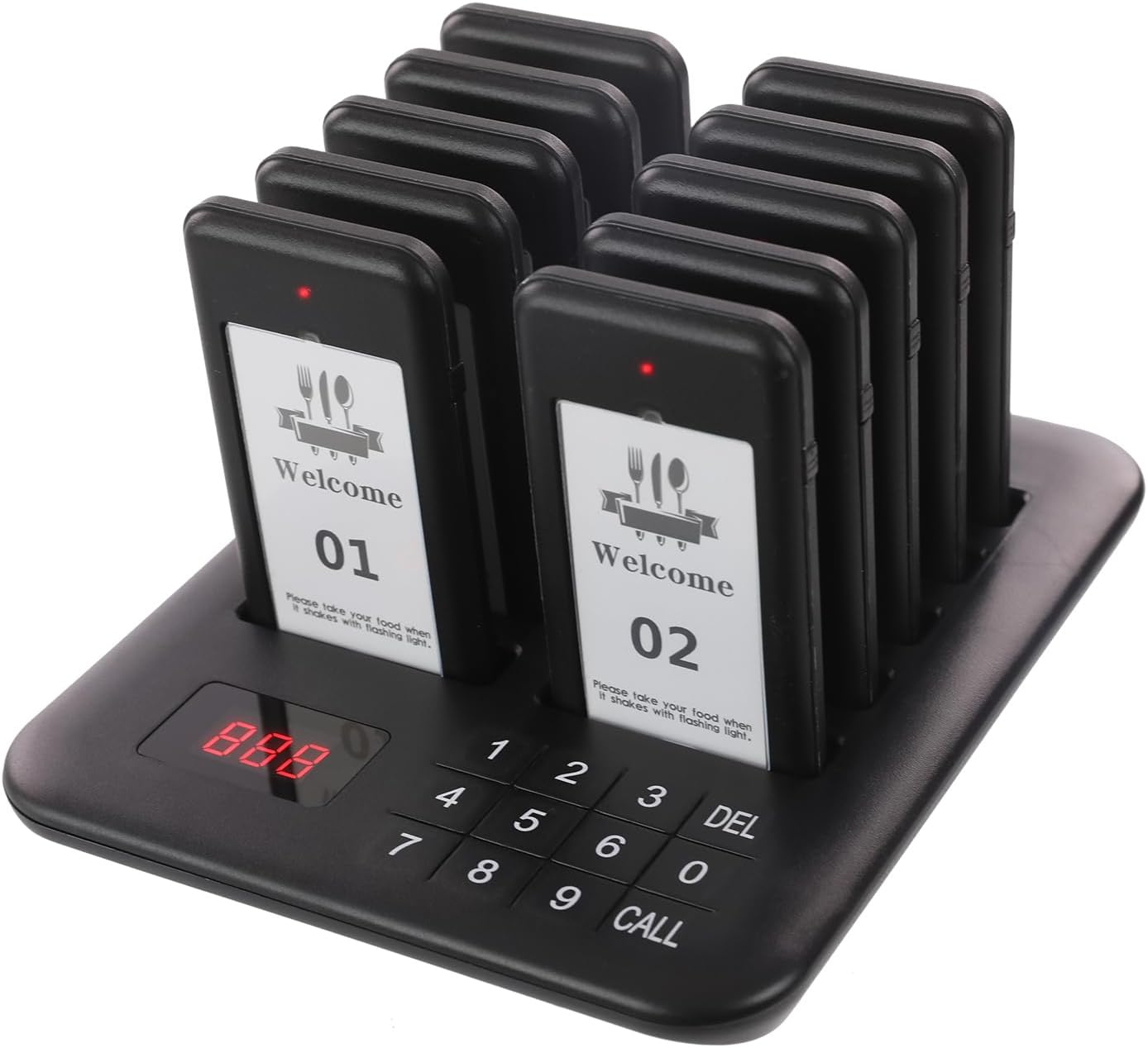 Restaurant Pager System with 10 Wireless Pagers for Easy Calling