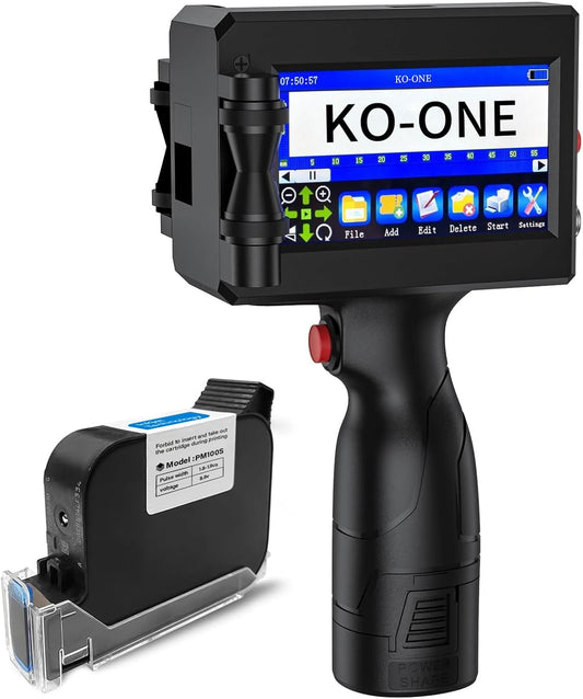 KOONE Handheld Inkjet Printer: 0.5 Inch Nozzle for On-the-Go Printing