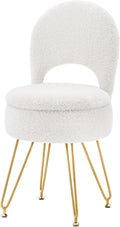 Storage Ottoman Vanity Stool Chair with Folding Back - Teddy Velvet is