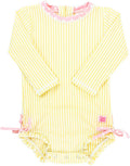 RuffleButts Seersucker Long Sleeve One Piece Rash Guard (Style YNN6)