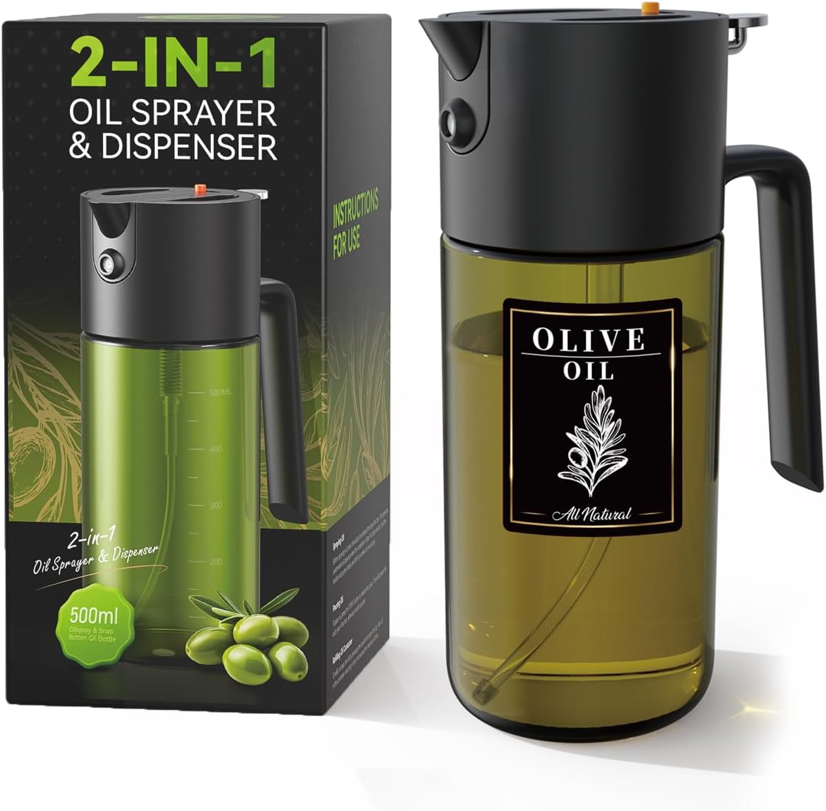 500ml Oil Sprayer for Healthy Cooking - Continuous Spray for Perfect Portions - Gelibo