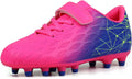 Kids Firm Ground Soccer Cleats with Velcro Closure - Easy On/Off