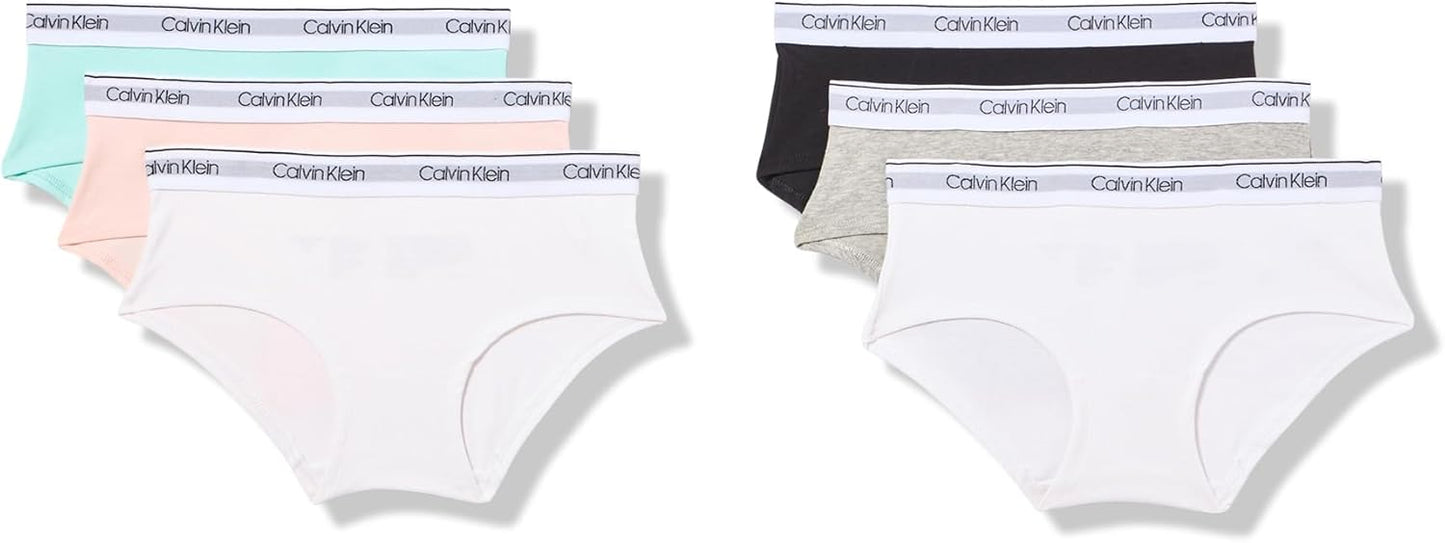 Calvin Klein Girls' Cotton Hipster Underwear 6-Pack for Comfort