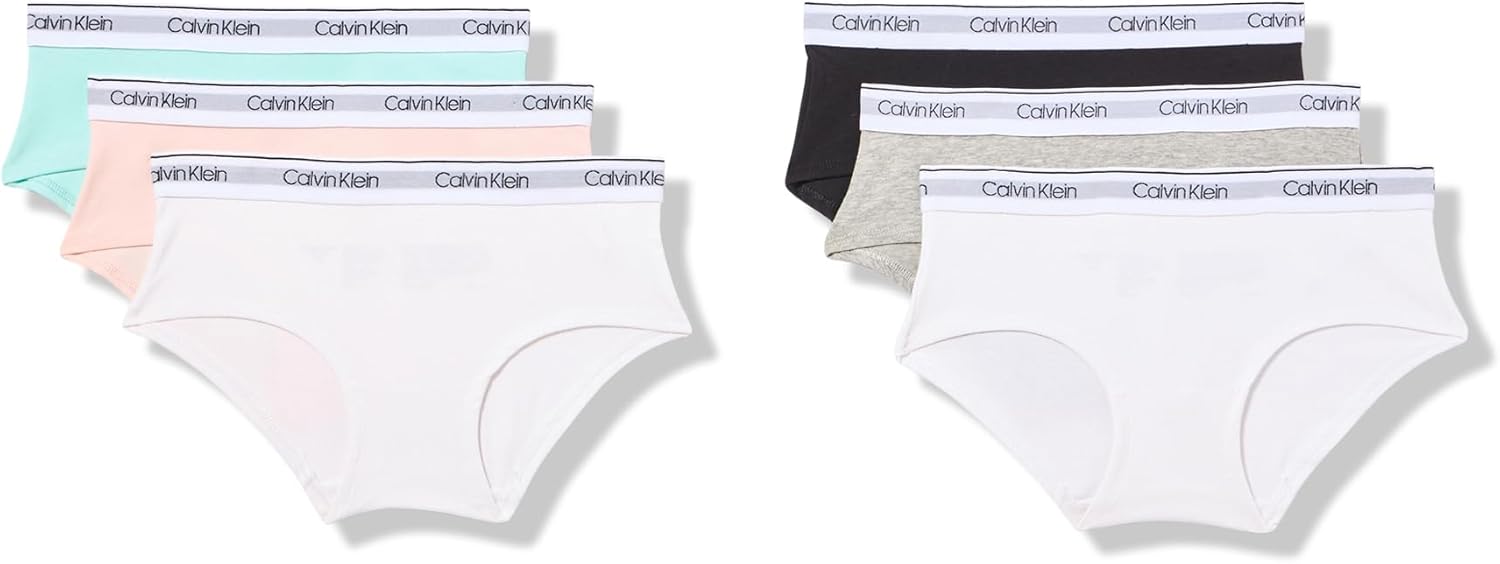 Calvin Klein Girls' Cotton Hipster Underwear 6-Pack for Comfort