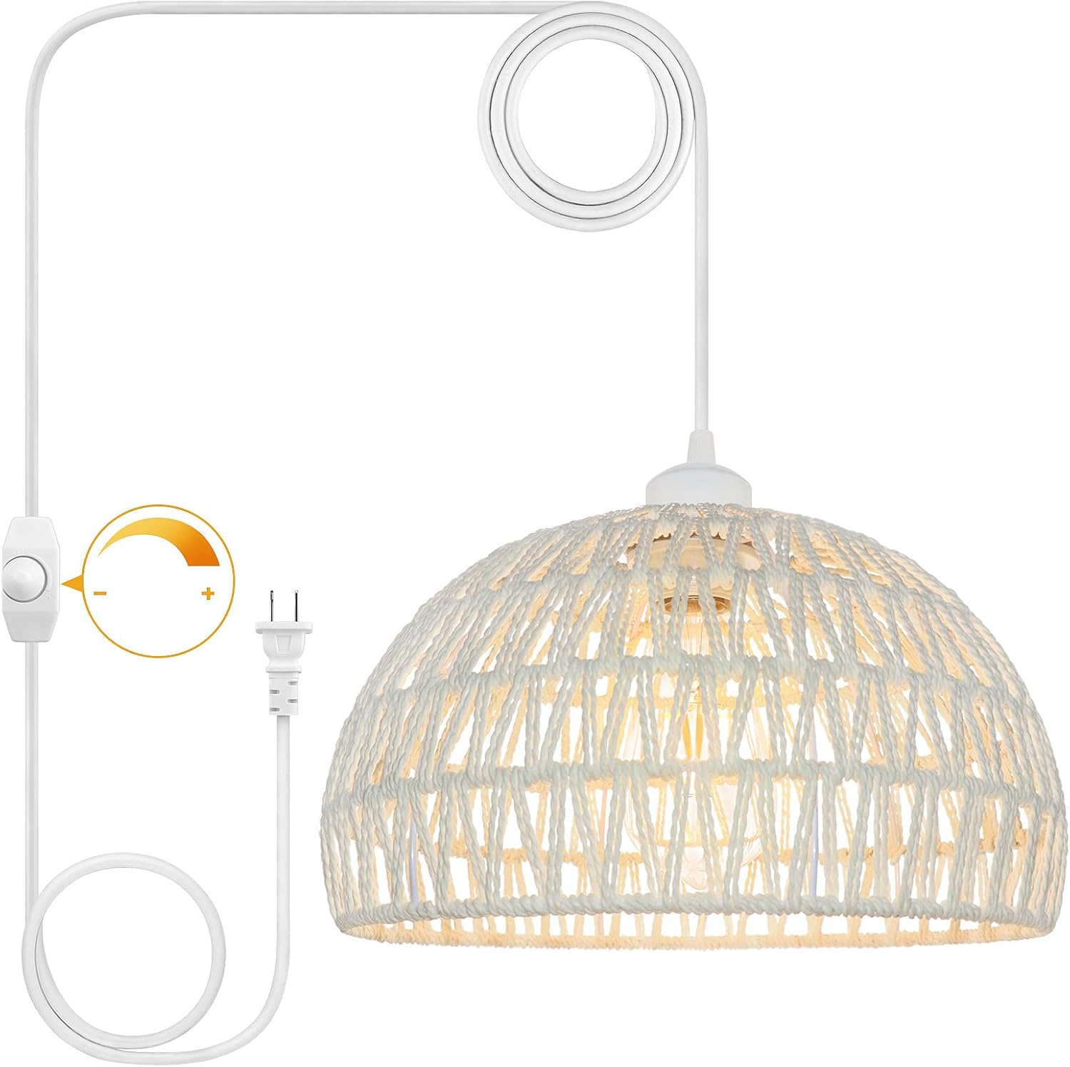 SLYYMY Plug in Pendant Light with 15FT Hemp Rope Cord