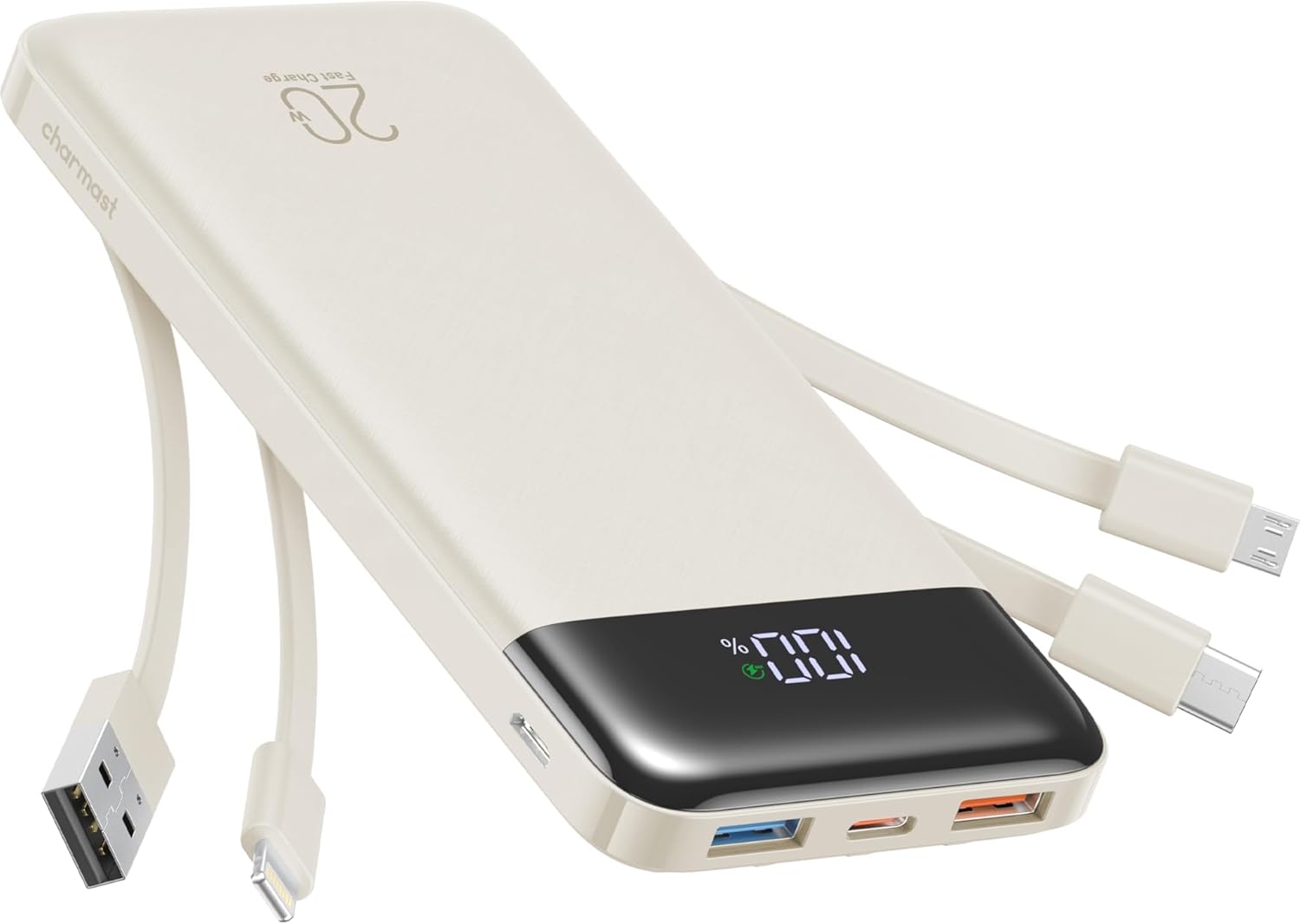 Charmast 20000mAh Portable Charger with Built-in Cables