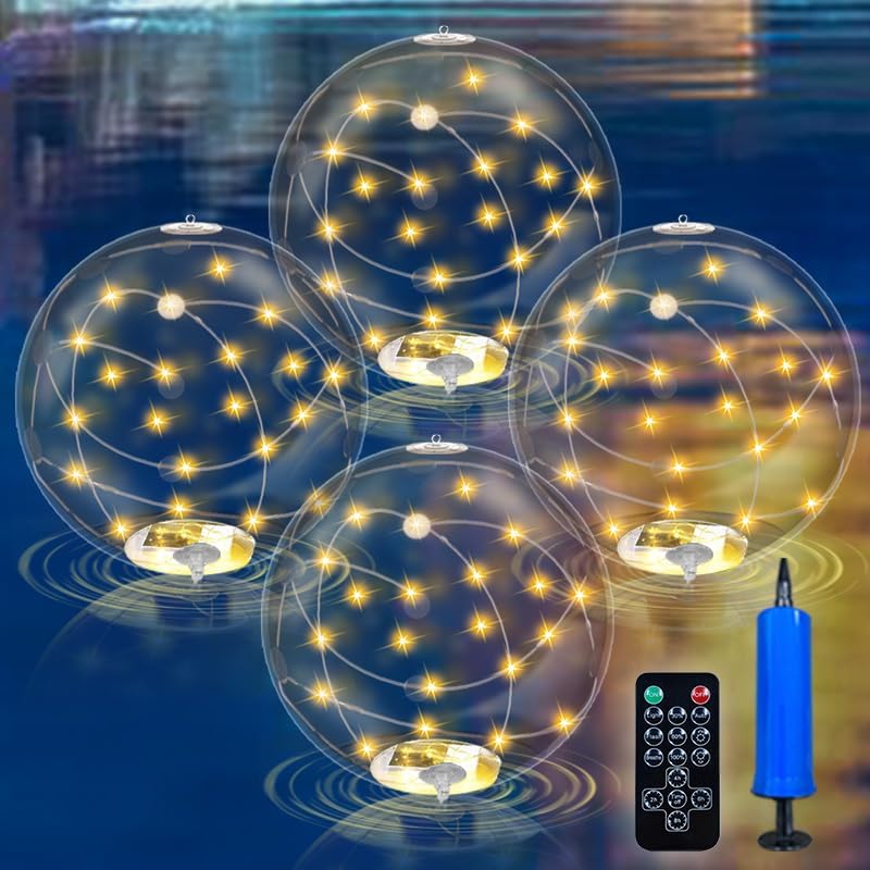4 Pack Solar Floating Pool Lights for Stunning Night Decor