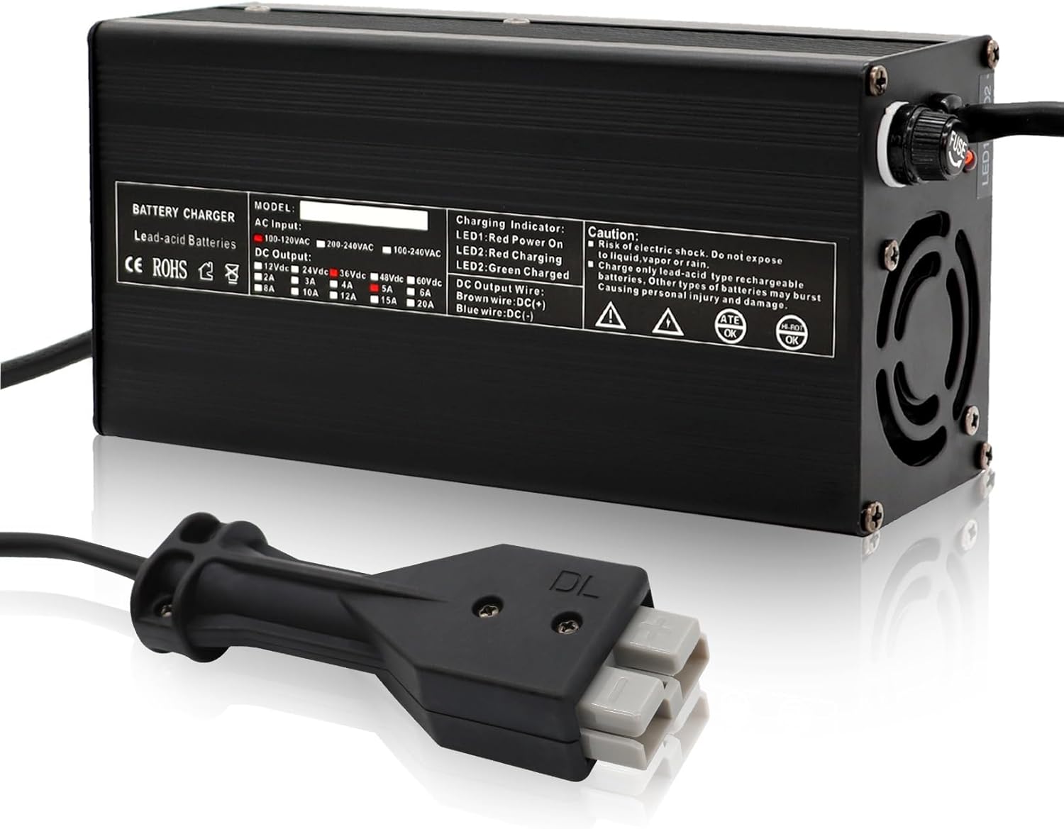Fast Charging Golf Cart Charger - Monitor Voltage & Power Easily!