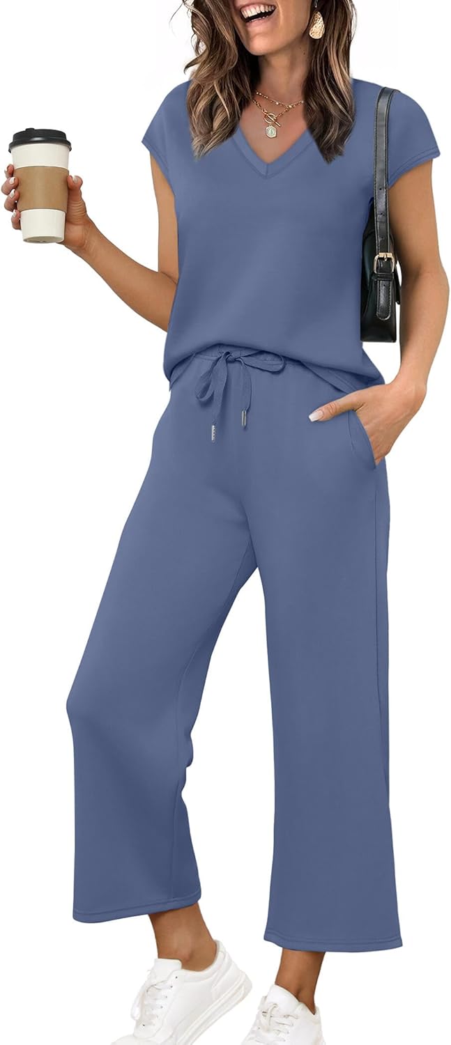 Saloogoe Two Piece Sets for Women Summer Outfits Lounge Sets