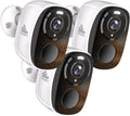 3PC 5G/2.4G WiFi Security Cameras Outdoor - 3MP Battery Pack