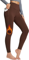 BALEAF Women's Petite Fleece Lined Leggings with Pockets - Warm 7/8