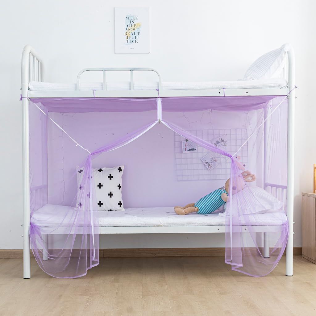Dustproof Bed Canopy - Purple Zipper - Twin XL