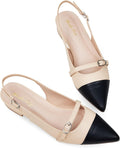 Elisabet Tang Women Slingback Flats with Rhinestone Pointed Toe made