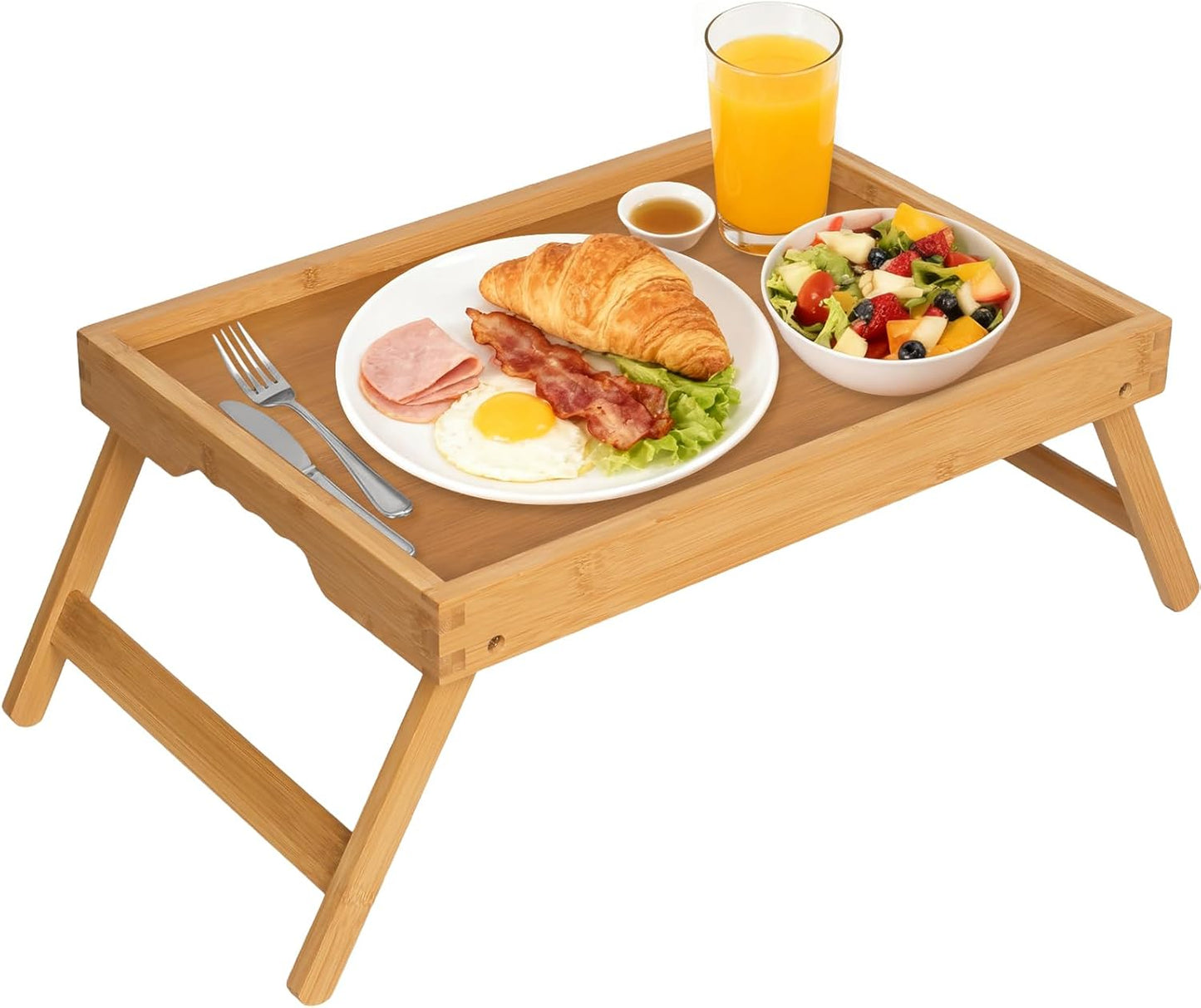 Artmeer Bamboo Bed Tray Table for Breakfast and Laptop Use