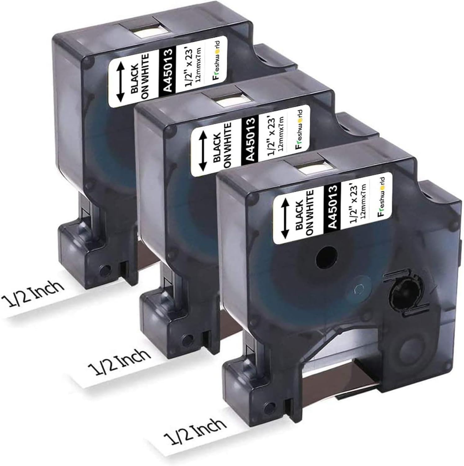 3-Pack DYMO D1 Label Tape: Black on White, 1/2 Inch x 23Ft - Compatible Refills for LabelManager