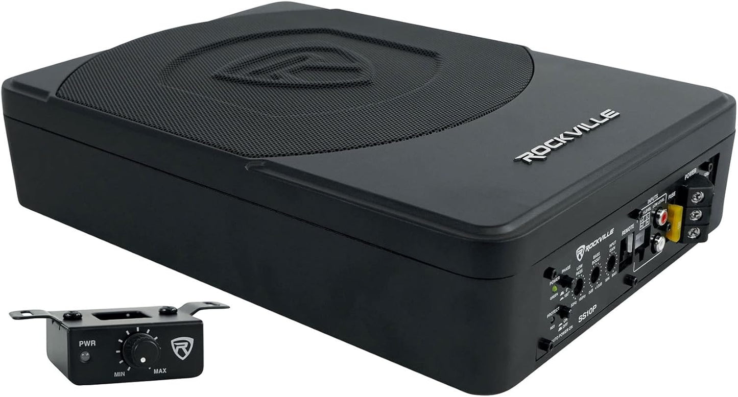 Rockville SS10P Slim Under-Seat Subwoofer for Powerful Bass
