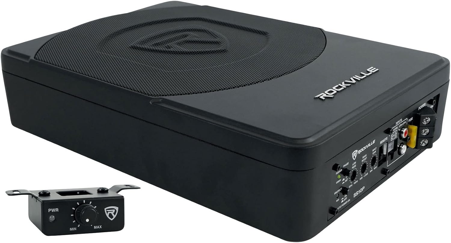 Rockville SS10P Slim Under-Seat Subwoofer for Powerful Bass