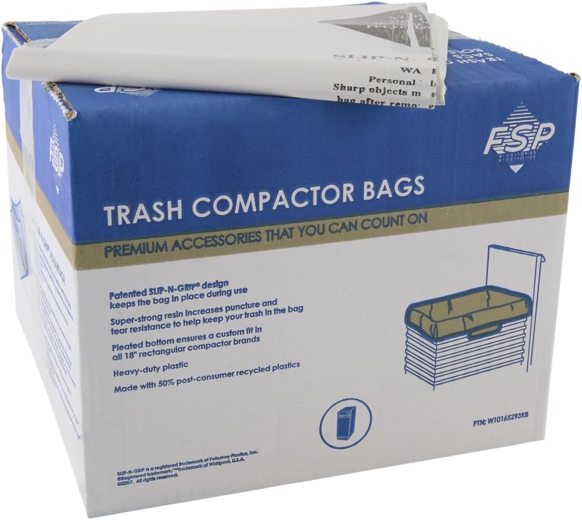 Whirlpool W10165293RB 60 Pack Plastic Compactor Bags for 18in Models