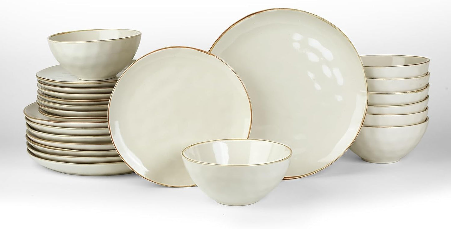 Famiware Dinnerware Sets for 8, Ocean Round 24-Piece Kitchen