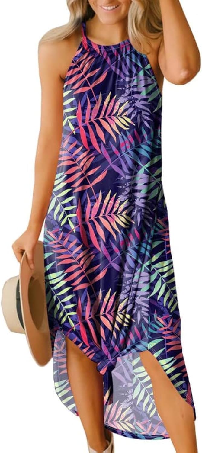 Summer Casual Halter Maxi Dress for Beach and Resort Wear