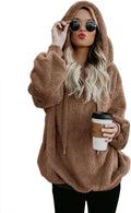 Women's Cozy Double Fuzzy Zip Pullover Sweatshirt in Faux Fleece