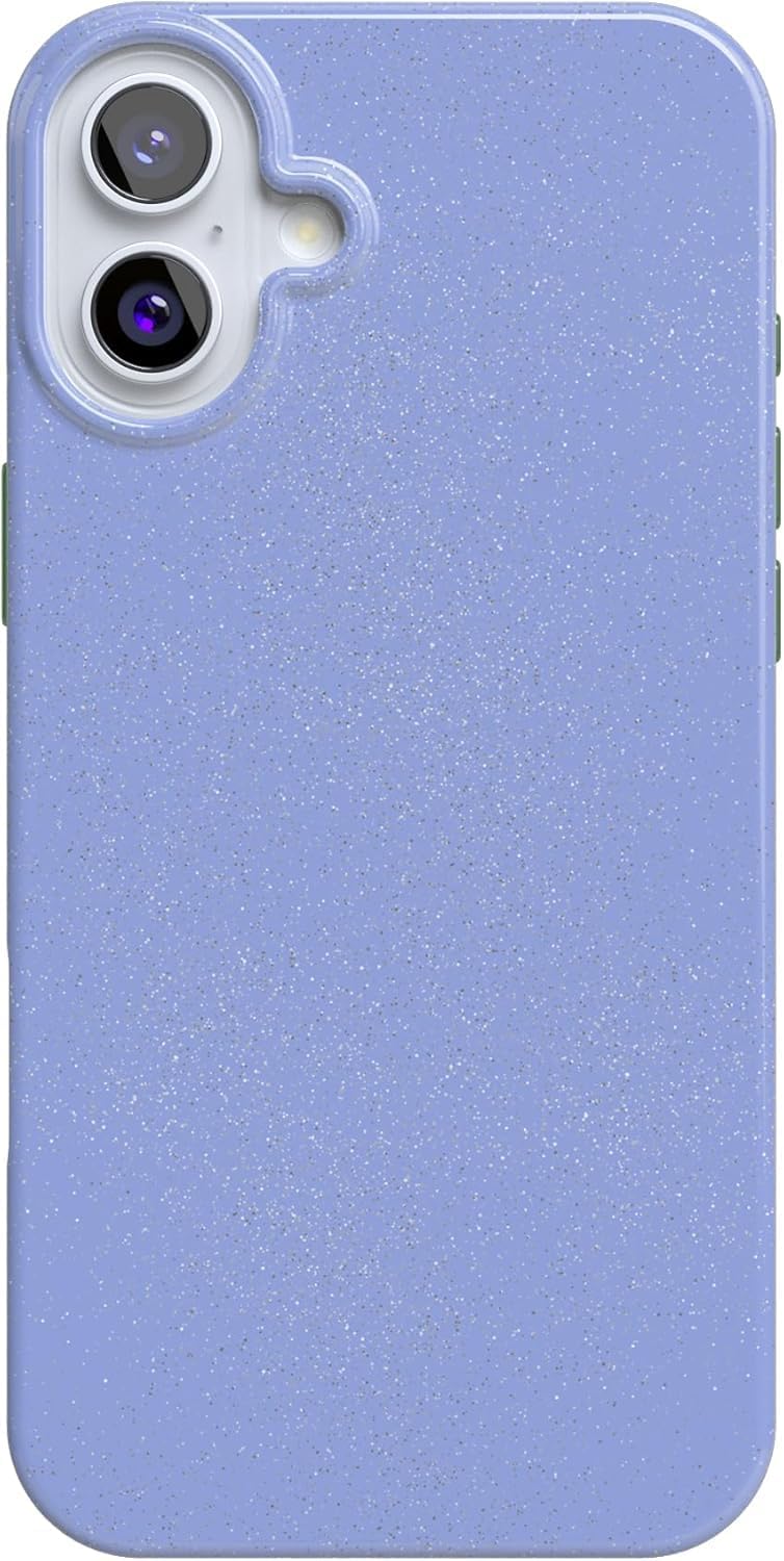 Casely iPhone 16 Case - First Light Periwinkle Glitter Design