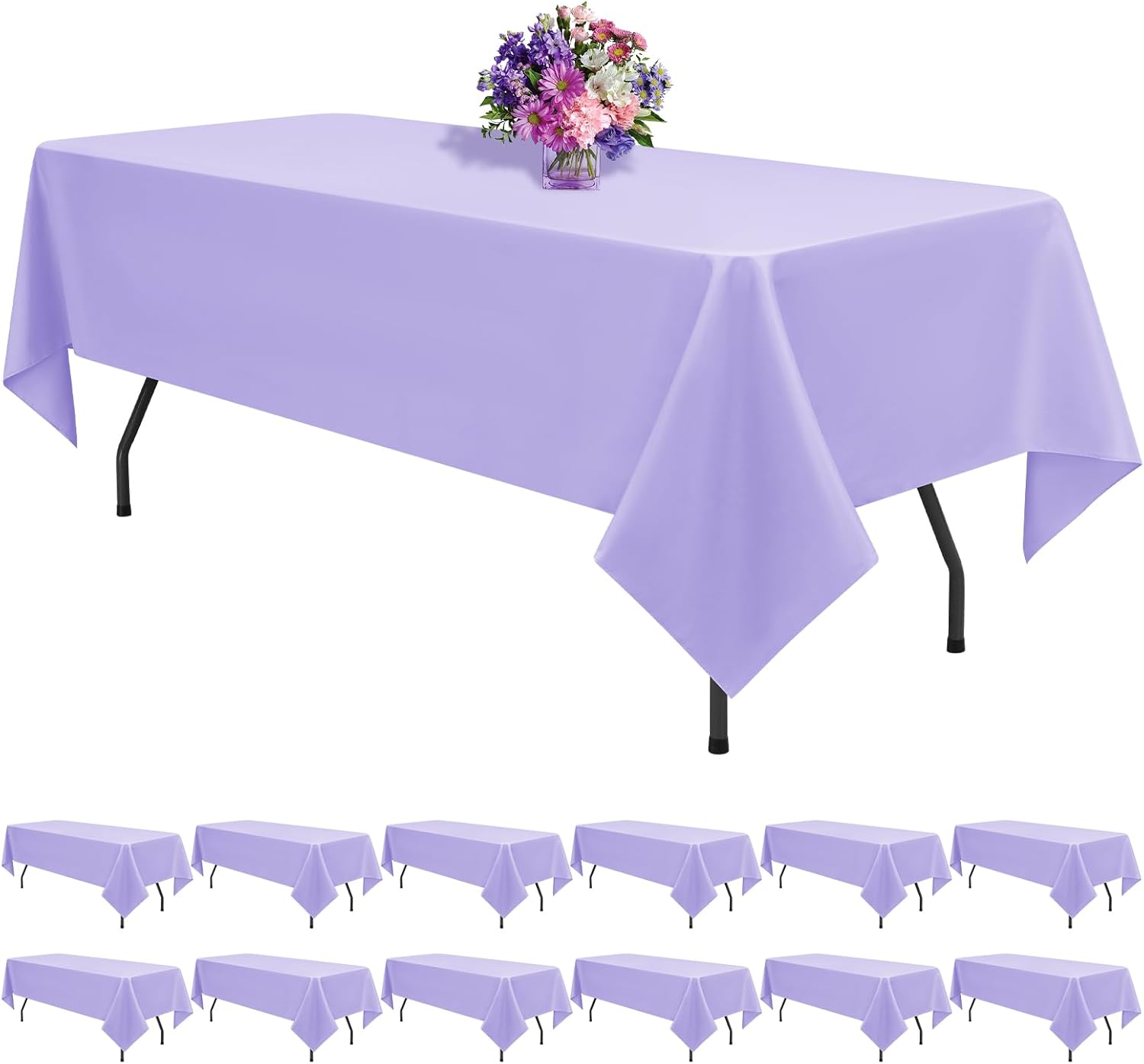 12 Pack Lavender Tablecloths for Rectangle Tables 60 x 102 in