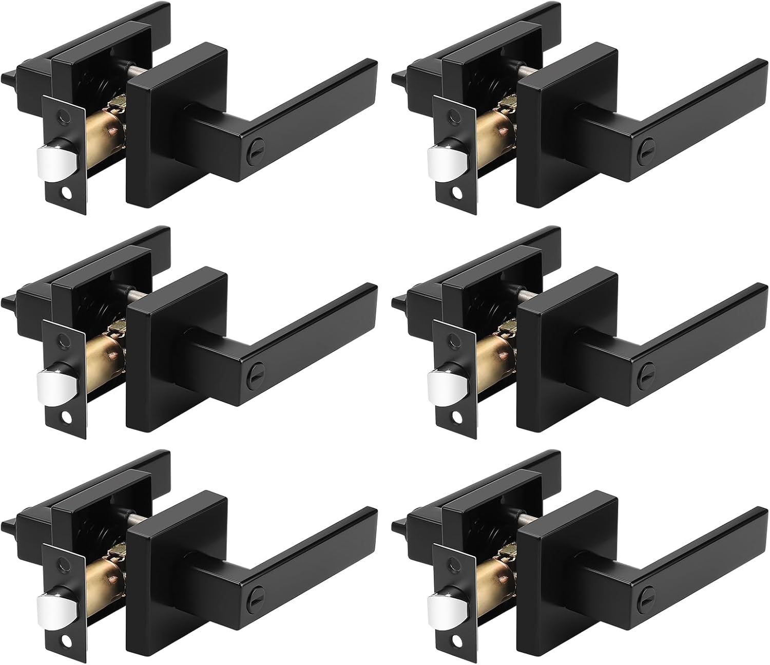 Probrico 6 Pack Square Privacy Door Levers for Bedroom & Bathroom