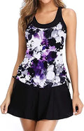 Summer Mae Women Floral Tankini Swimdress Tummy Control Two Piece