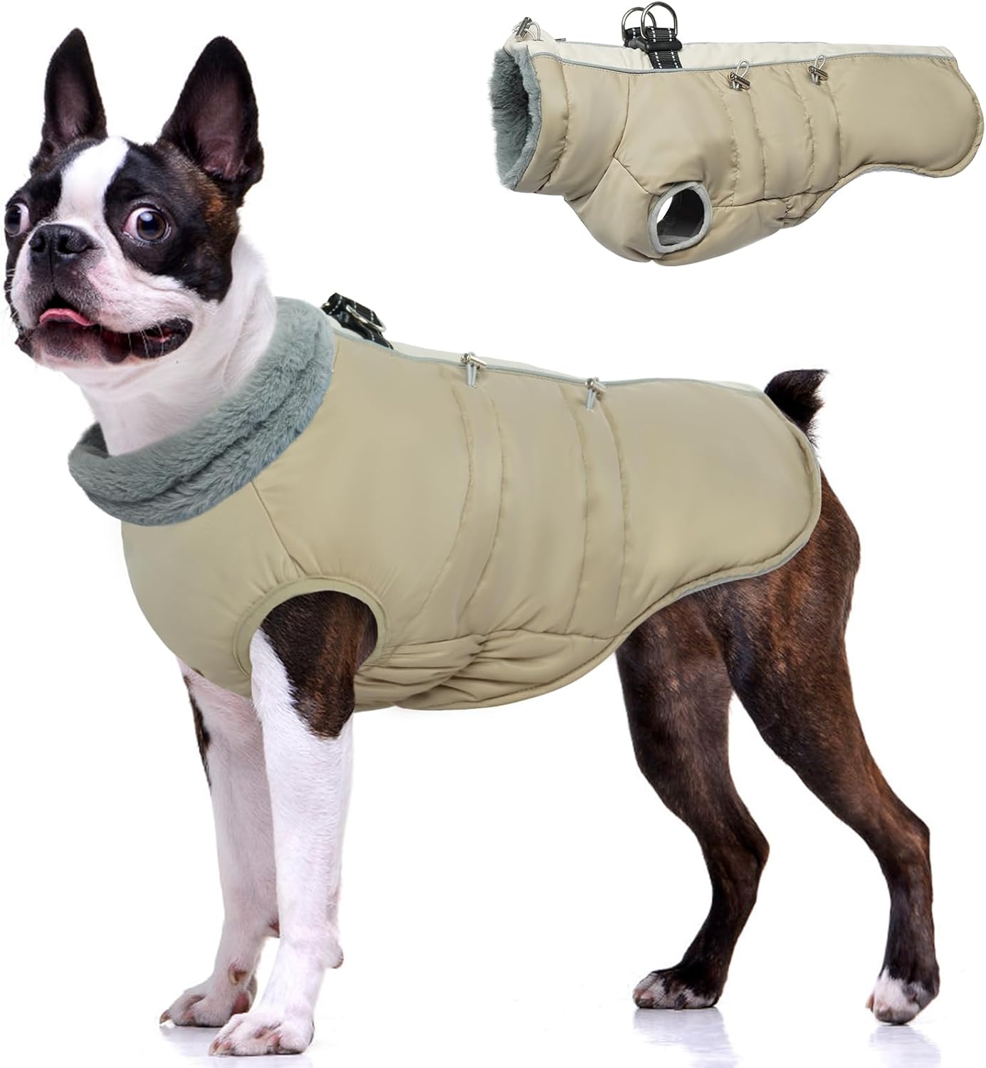 IDOMIK Warm Dog Coat with Harness for Cold Weather Protection