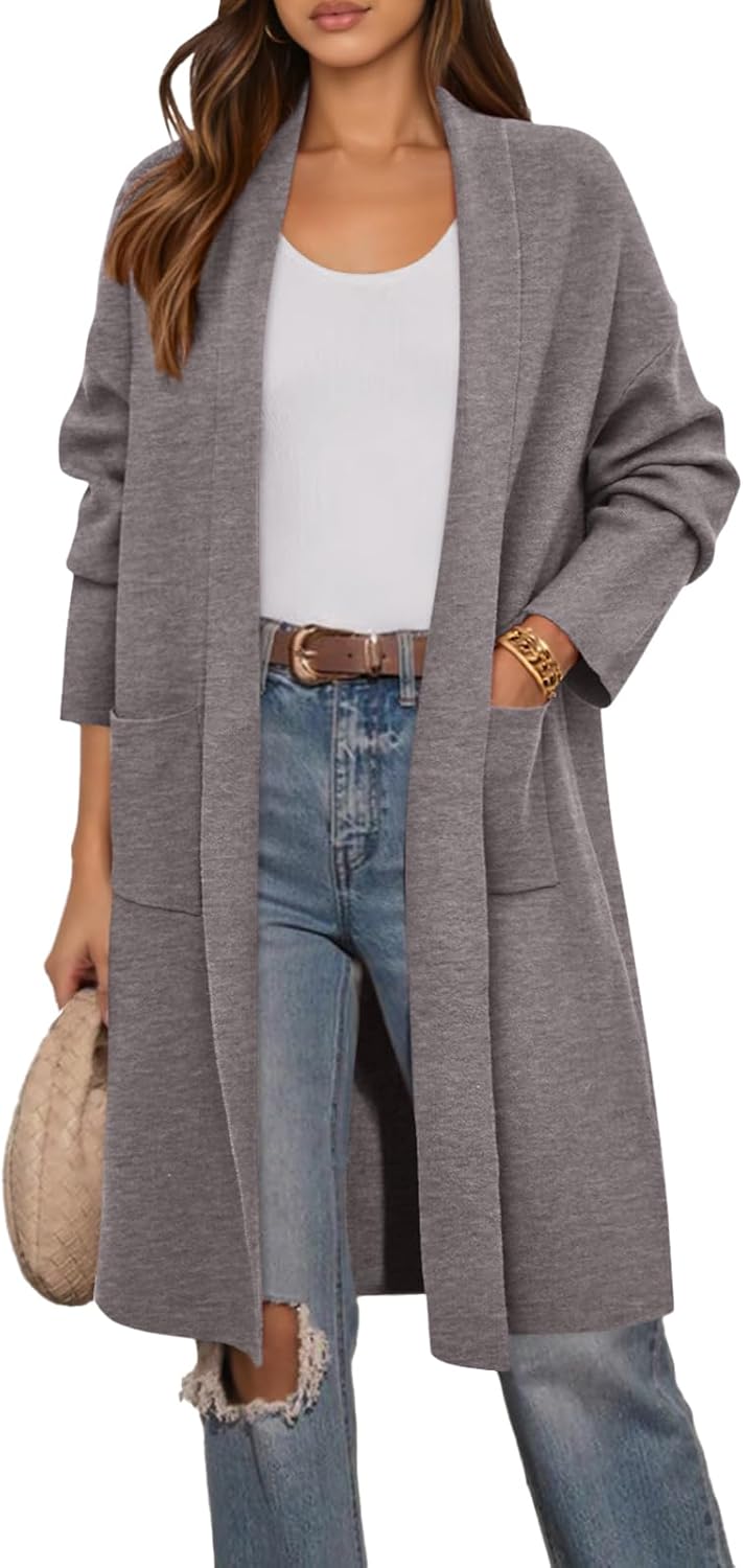PRETTYGARDEN Long Sleeve Open Front Cardigan Sweater for Women