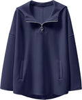 ANRABESS Womens Oversized Quarter Zip Hoodie - Cozy Everyday Tunic